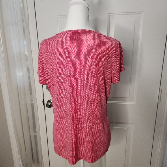 Liz Claiborne Short Sleeve Pink and White Top  Size Medium - Picture 3 of 6